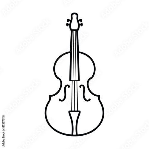 outline of a classical cello line art vector 