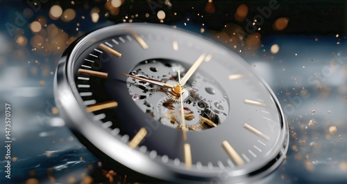 Intricate Watch Design Showcasing Gears and Elegant Gold Accents in Soft Ligh...