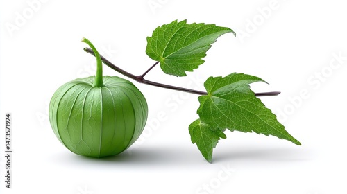 Realistic Tomatillo on Plan white Background