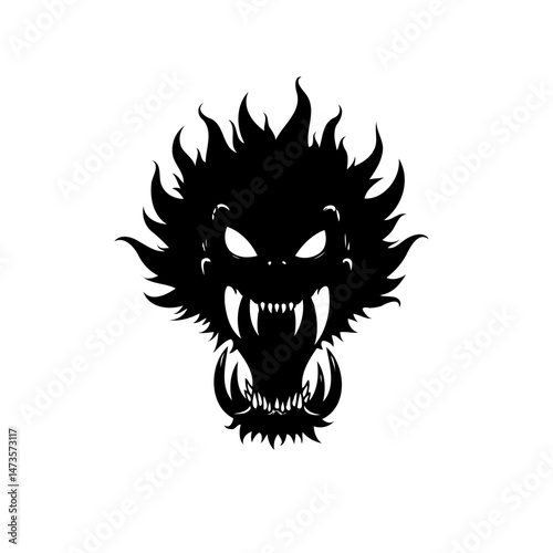 Silhouette of menacing creature: Dark, shadowy visage with sharp features