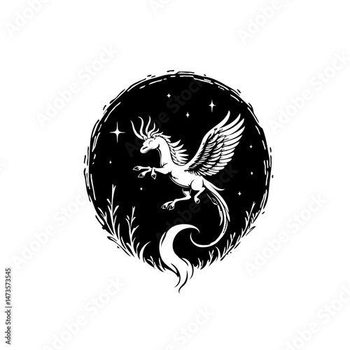 Pegasus in ethereal night, a mythical flight through dreams, a story unfolds