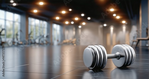 Weight Lifting Equipment in a Modern Gym With Bright Lighting and Exercise Ma...