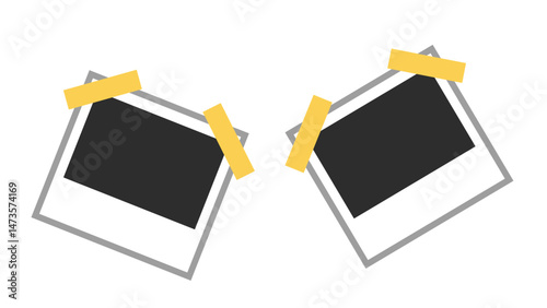 Polaroid photo frame with tape for DIY scrapbook projects, isolated vector illustration on white background

