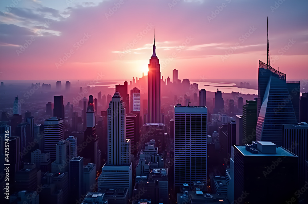 Fototapeta premium Cityscape of a big city city buildings big buildings skyscrapers offices.houses.modern.apartments bright saturated colors.generative ai