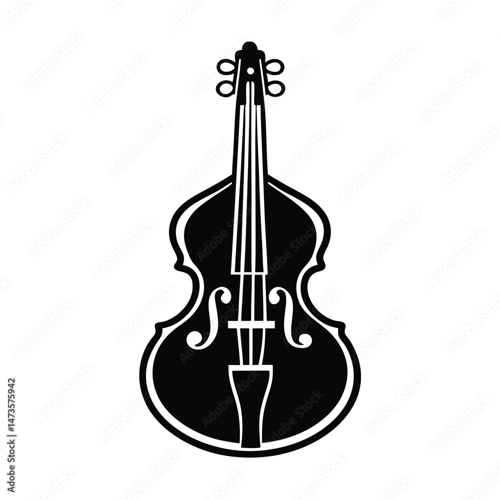 Naklejka premium outline of a classical cello line art vector