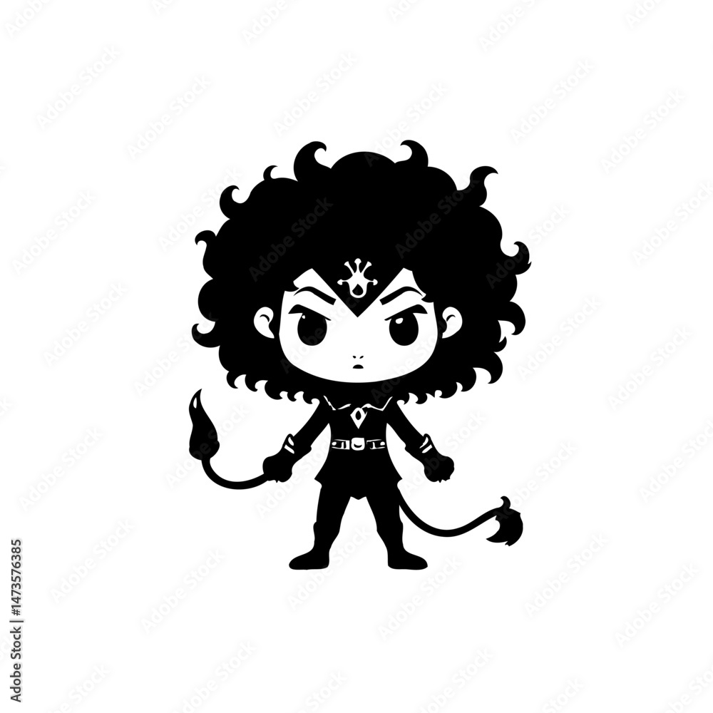 Obraz premium Stylized silhouette of a fierce character with distinctive features and charm