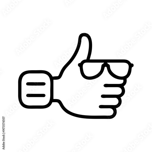 Thumbs-Up Gesture with Sunglasses Icon in Minimalist Style  