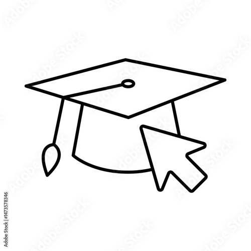 Online Education Line Icon. E-learning, Education, Teaching, Online Study Icons Editable Stroke Vector Illustration