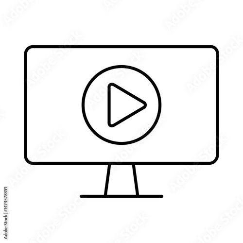 Video Course Line Icon. E-learning, Education, Teaching, Online Study Icons Editable Stroke Vector Illustration
