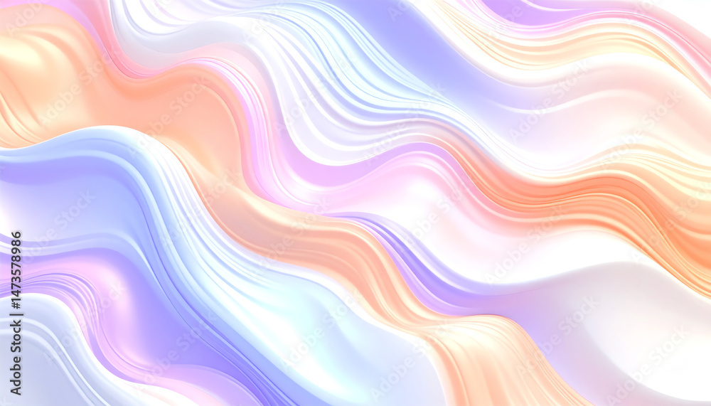 Obraz premium Soft, flowing waves of pastel colors create a soothing, abstract design, evoking a sense of calm and tranquility in a modern aesthetic