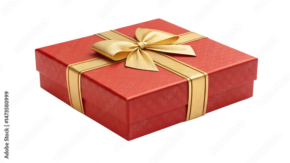 Obraz premium A red gift box with a gold ribbon and bow, perfect for any occasion