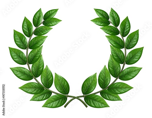Lush Green Laurel Wreath Isolated on White Background Perfect for Award Ceremony Designs Logos and Branding Projects