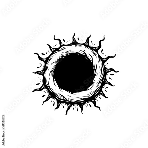 Ethereal black hole illustration, artistic rendition of celestial mystery, void
