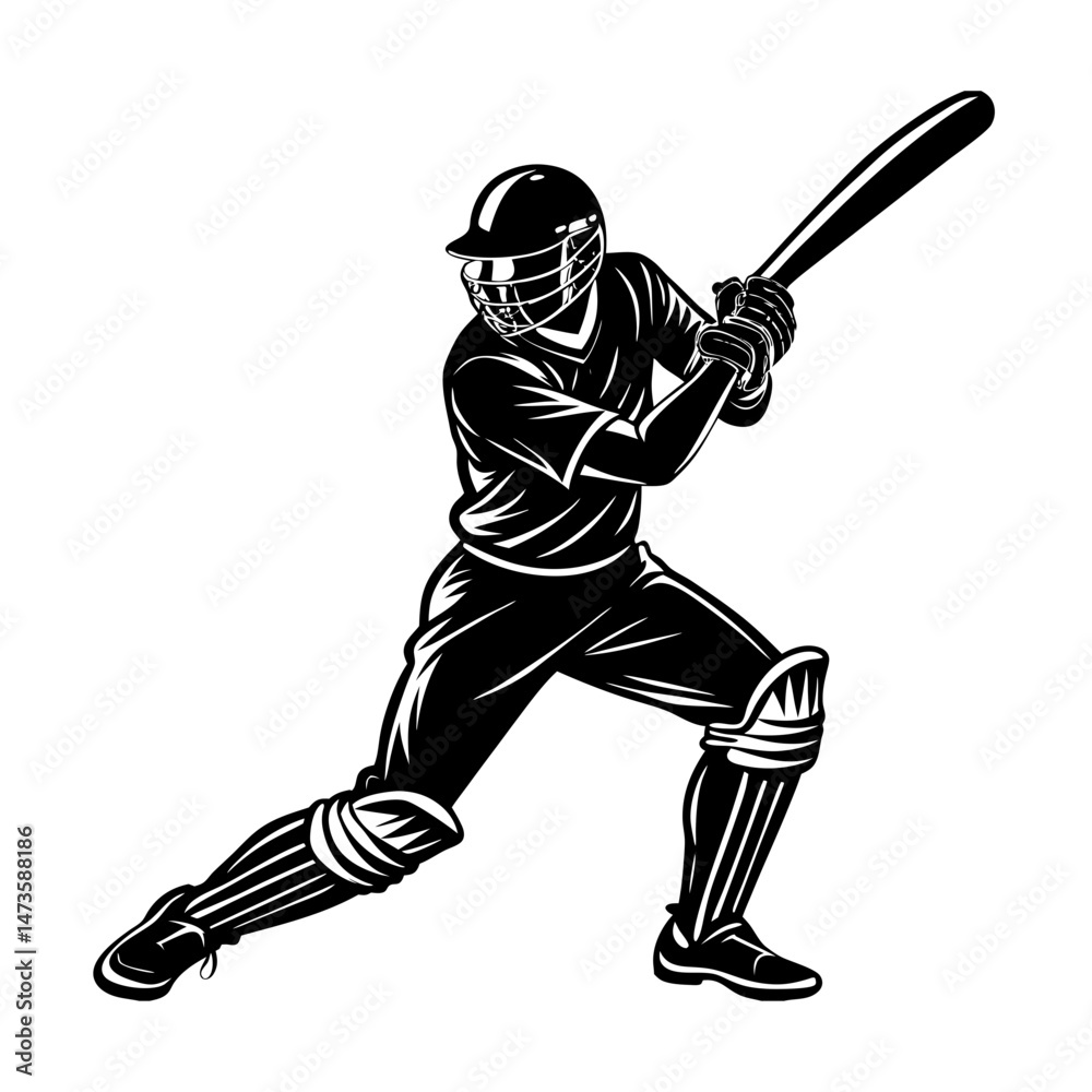 Naklejka premium baseball player hitting ball vector art