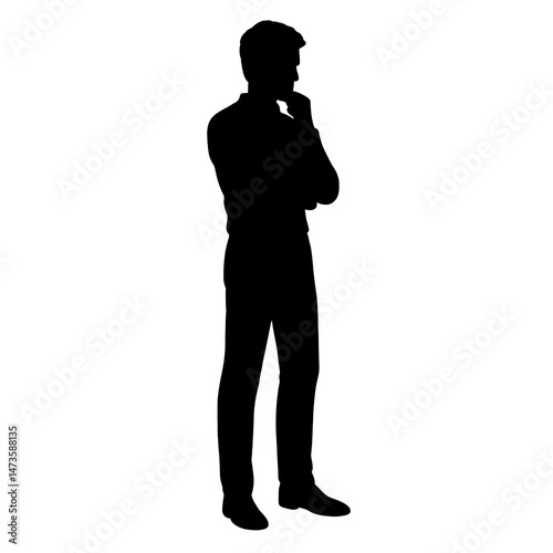 silhouette of a young man thingking standing alone