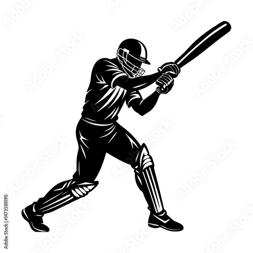 baseball player hitting ball vector art