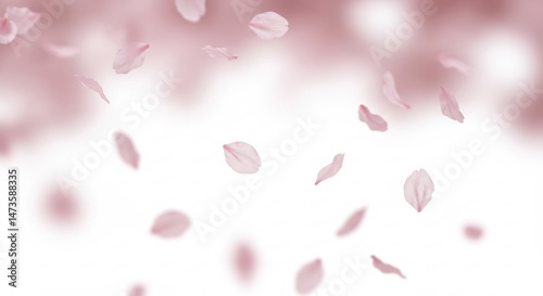 舞い散る淡い桜の花びら 春の柔らかな光に包まれて. AI Generated