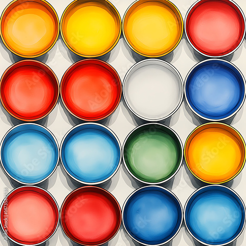 Colorful Paint Pots Grid.