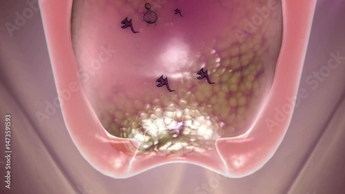 Vaginitis,Viruses and inflammation invade the vagina, and the uterus recovers under the action of medicines,3d animation.