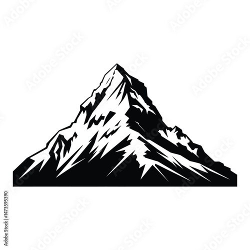 Mountain Peak silhouette clipart on a white background