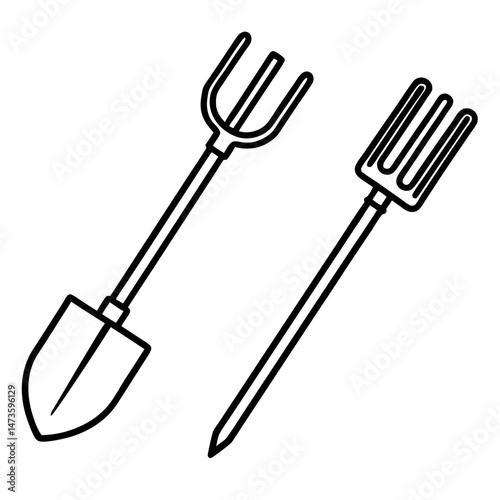 Minimalist Gardening Tools Vector Icon