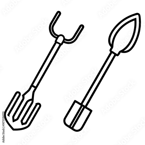 Minimalist Gardening Tools Vector Icon