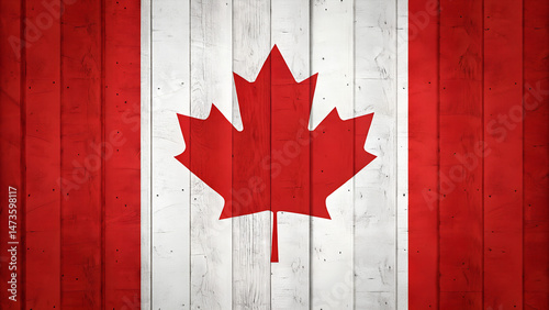 canadian flag painted on wood