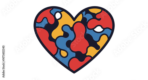 Vibrant Colorful Heart Shaped Design with Abstract Forms