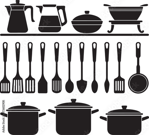 Classic Kitchen Silhouette Collection

Modern Cooking Tools Vector Set

Kitchen Essentials Icon Pack

Chef’s Utensils Silhouette Design

Cozy Home Kitchen Vector Art