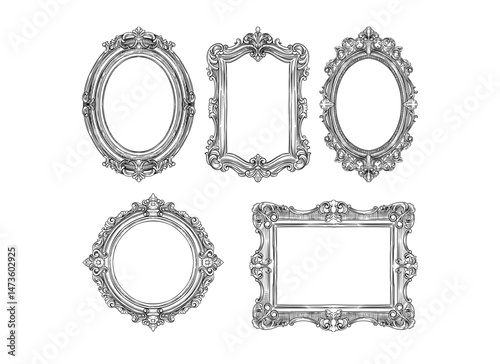 vintage victorian frame border hand drawn vector pack illustration
