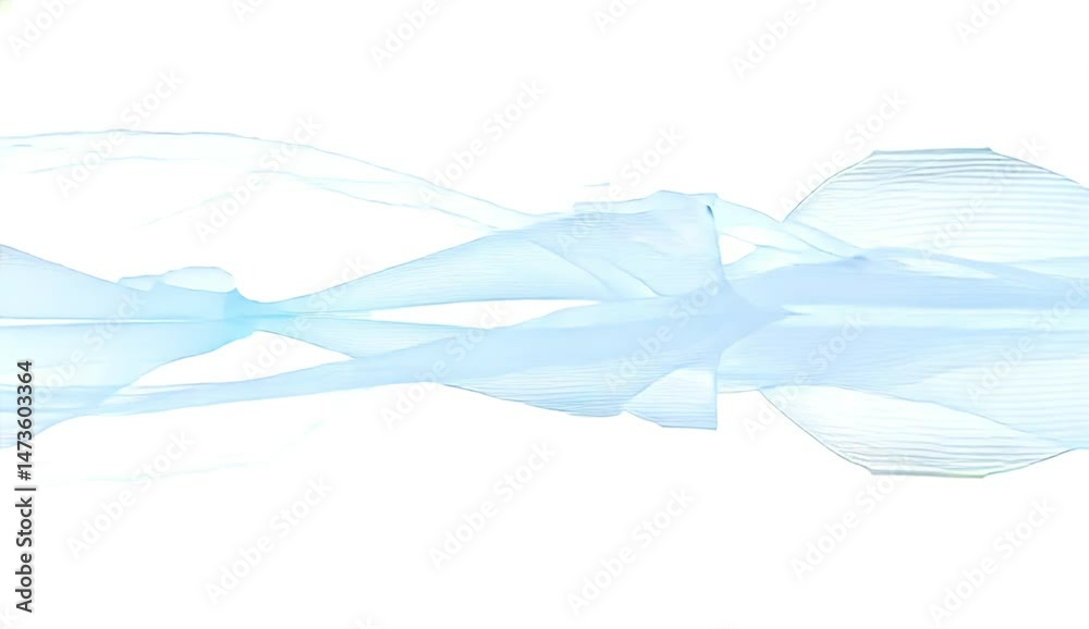 Flowing Fabric: A delicate, translucent fabric, its ethereal curves dance gracefully, forming soft waves, capturing the essence of lightness and fluidity. 