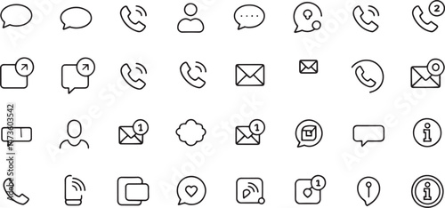 Contact Methods Icon Set Vector Illustration
