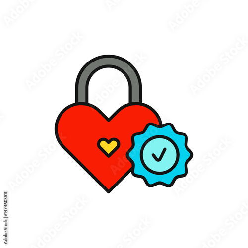 Bi-Heart Lock Icon for Safe and Secure Love.