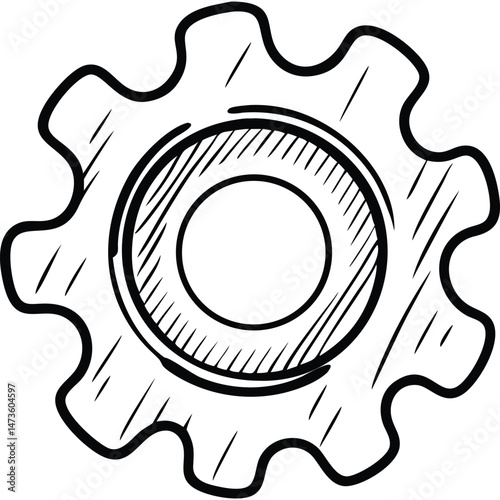 Hand Drawn Gear Cogwheel Sketch Illustration Technology Concept