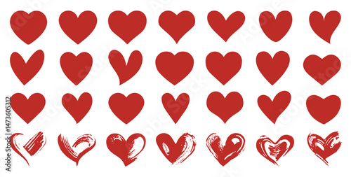 Heart, love, romance red hearts. Heart vector icons. Red heart love symbol isolated editable vector. Vector hearts for Christmas gifts, Valentine's Day, birthday. Simple trendy cute symbol. Soul, core