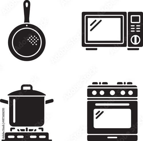 Classic Kitchen Silhouette Collection

Modern Cooking Tools Vector Set

Kitchen Essentials Icon Pack

Chef’s Utensils Silhouette Design

Cozy Home Kitchen Vector Art