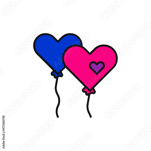 Bi-Flag Balloon Icon for Celebration and Pride.