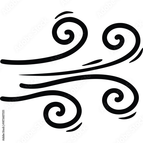 Wind Air Breeze Swirl Vector Illustration Black White Design