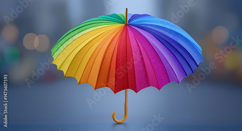 Rainbow umbrella: Capturing a vibrant rainbow umbrella with stunning details and colors, offering a symbol of protection, hope, and colorful. 