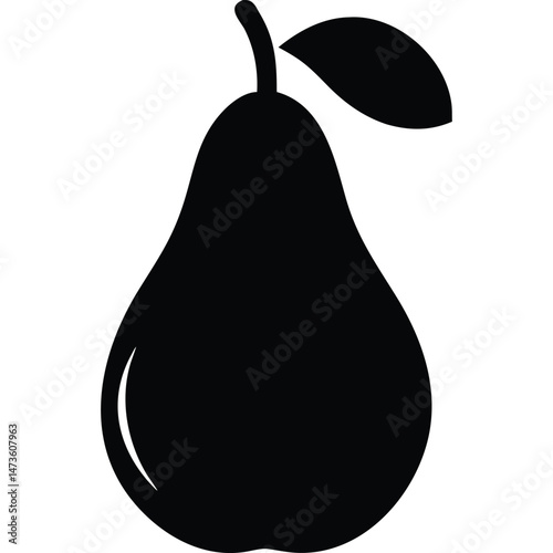 Pear Silhouette Icon Vector Fresh Fruit Healthy Food