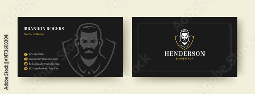 A sleek and professional barber business card template featuring a clean logo design and key contact details. Ideal for barbershop branding, business promotion, and print materials