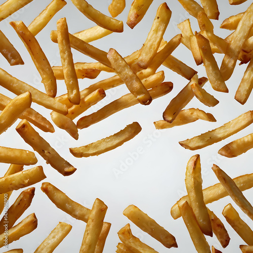 Crispy French Fries on White Background


