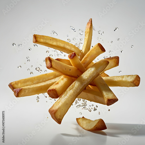 Crispy French Fries on White Background

