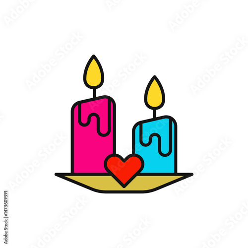Bi-Color Candle Icon for Hope and Illumination.