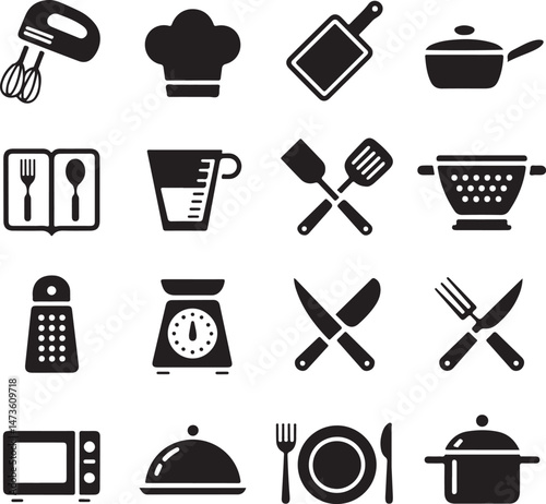 Classic Kitchen Silhouette Collection

Modern Cooking Tools Vector Set

Kitchen Essentials Icon Pack

Chef’s Utensils Silhouette Design

Cozy Home Kitchen Vector Art