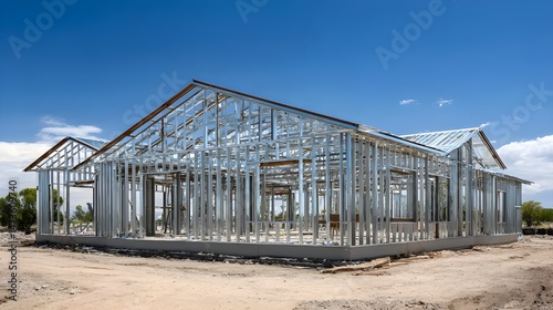 Construct Modern Steel Frame Houses under Construction Showcasing Durable Engineering and Sleek Architectural Design Innovations