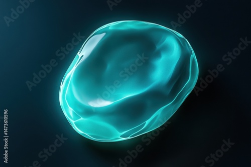 Glowing, teal orb with smooth, fluid curves