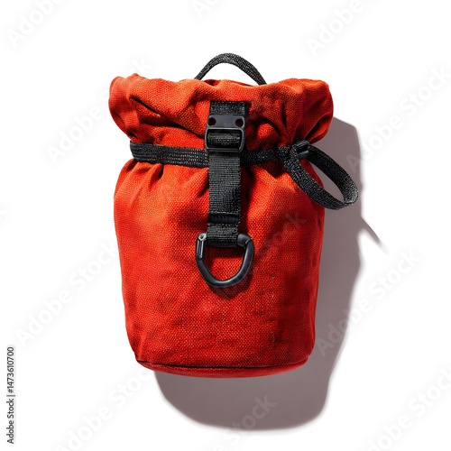 Vibrant glossy vermilion free climber’s chalk bag engineered for adventurous climbing enthusiasts demanding premium performance