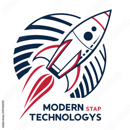 Modern Stap Technology Logo Featuring Rocket Launch with Circular Motion Design