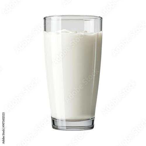 Refreshing glass of cold creamy milk beverage drink food diet pure dairy on transparent background